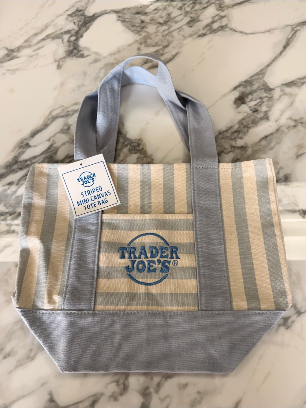 Trader Joe’s Striped Mini Canvas Tote Bags Set of 4 NWT Pastel Collection - Picture 4 of 6